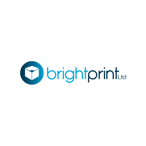 Logo of Brightprint Ltd with a blue circular icon featuring an open box, followed by the company name in blue and black text.