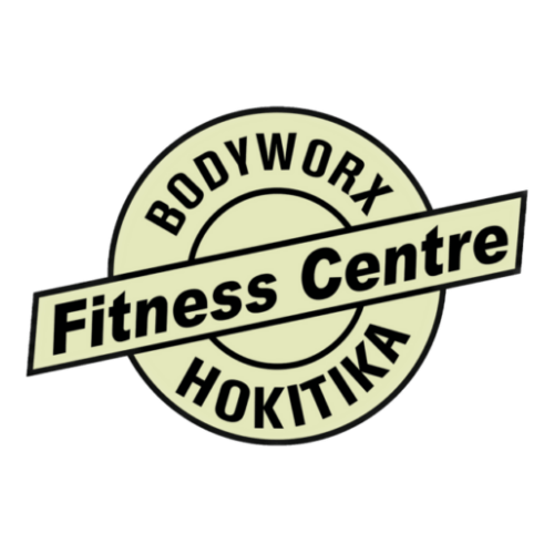 Logo with text: "Bodyworx Fitness Centre Hokitika" in a circular design.