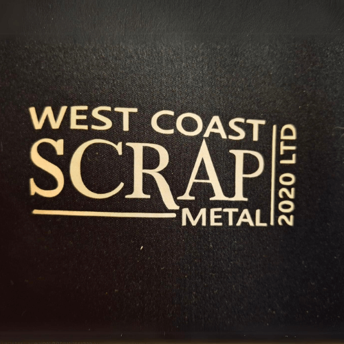 Logo of "West Coast Scrap Metal 2020 Ltd" on a black background.