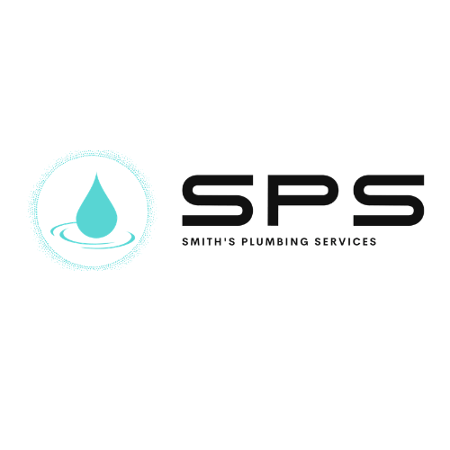 Logo for Smith’s Plumbing Services, similar in style to Gymnastics Hokitika branding, featuring a teal water droplet icon and the letters “SPS.”